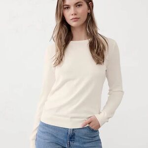 NWOT Banana Republic cashmere mixed knit |Crean crew neck Sweater Sz M